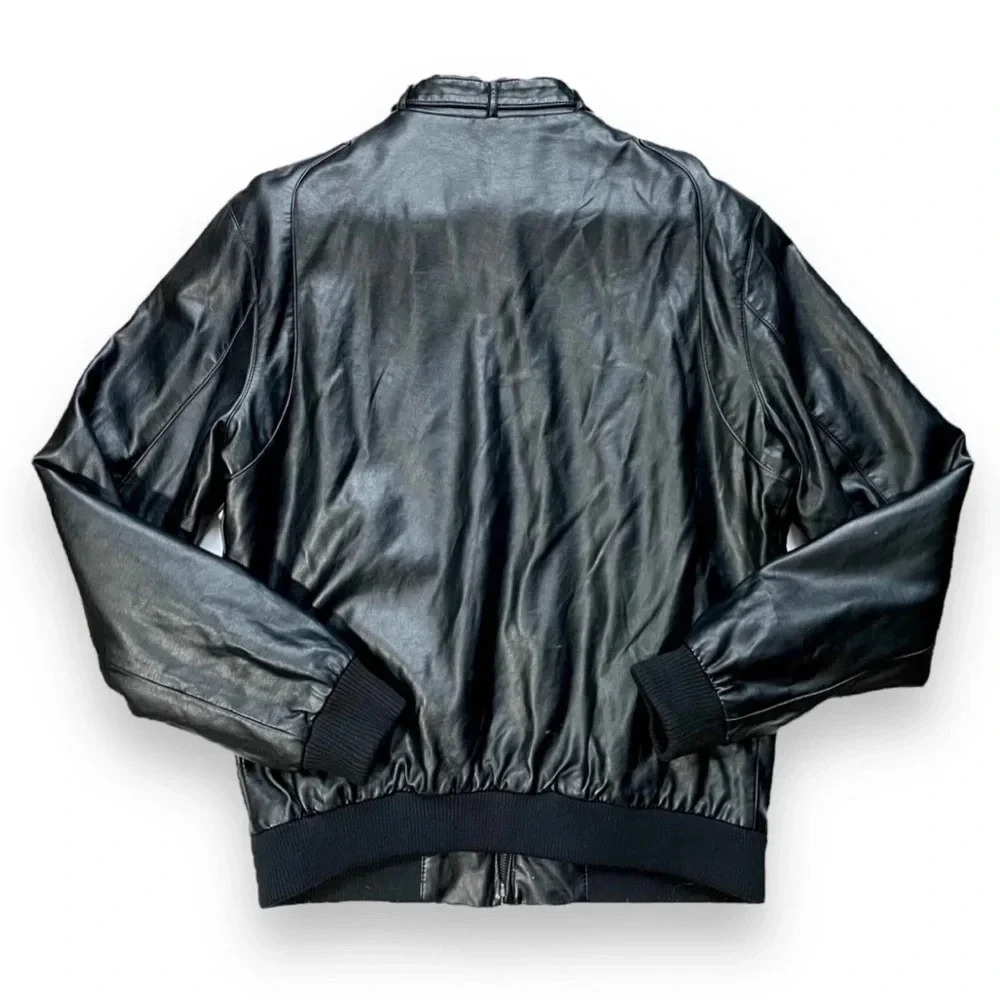 Members Only Black Faux Leather Iconic Racer Oversized Jacket Medium NWT - Picture 6 of 9